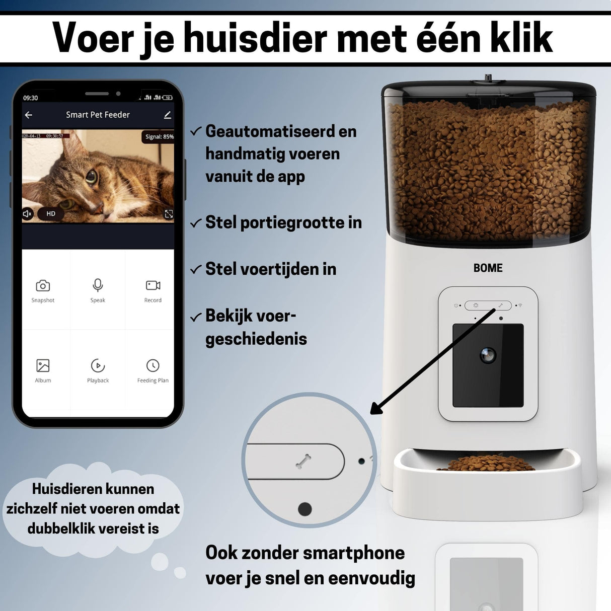 Voerautomaat Camera en Audio Inclusief SD-Kaart - Automatische Voerbak Wit - SpirePets