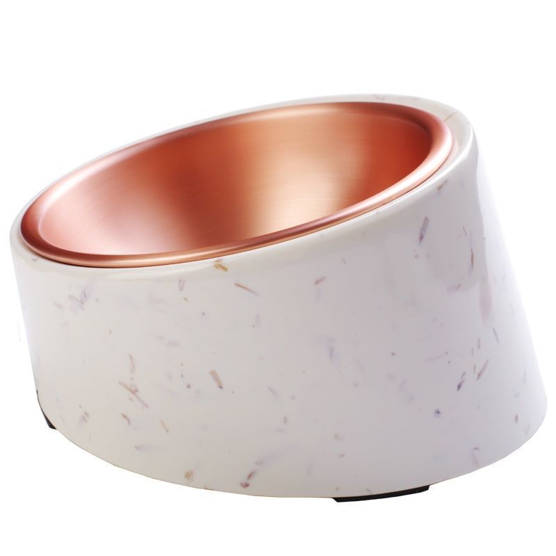 GOLD hondenvoerbak - Rosé goud RVS eetbak - M