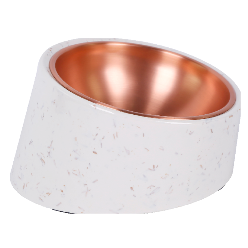 GOLD hondenvoerbak - Rosé goud RVS eetbak - M