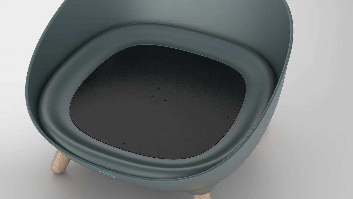 XXL large litter box with odorless system - modern round litter box - hidden cat toilet for large cats - purrfect basin