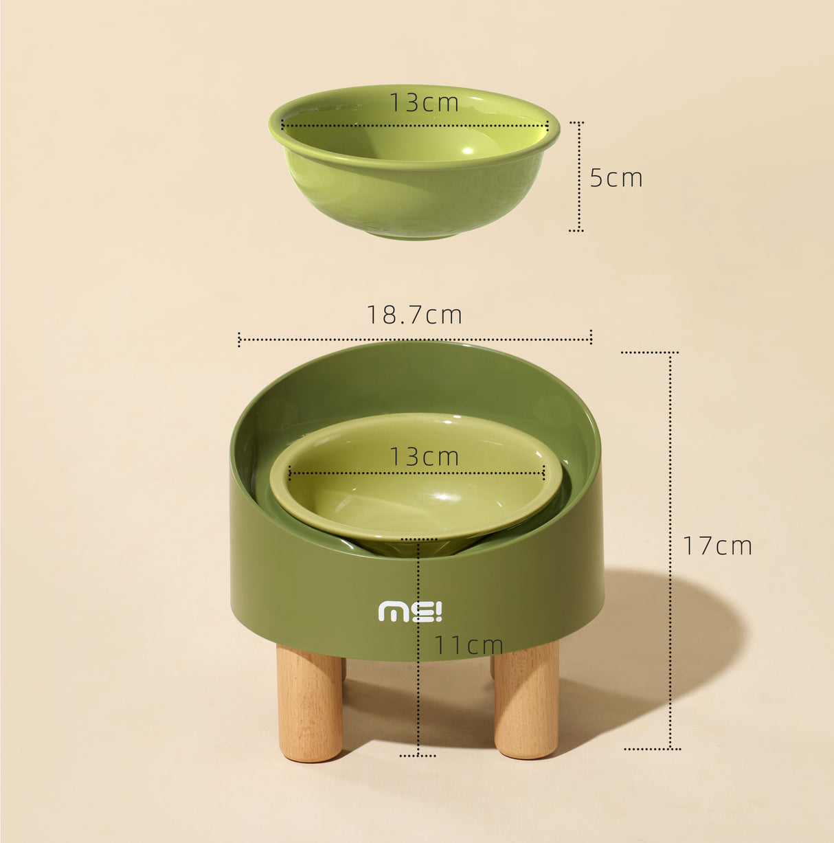 MakeSure Rolls keramische voerbak - in hoogte verstelbaar