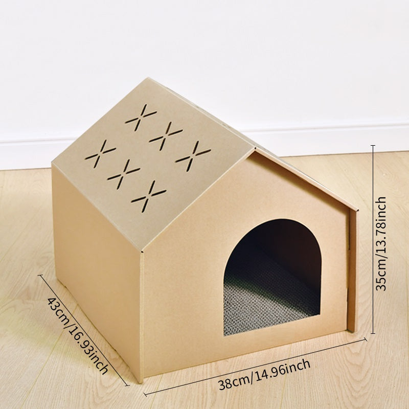 Maison de jeu à gratter pour chat | Maison pour chats et chats | 50x32x40cm