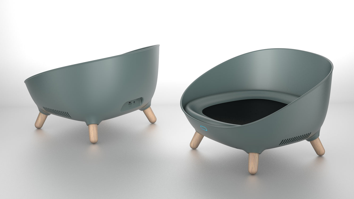 XXL large litter box with odorless system - modern round litter box - hidden cat toilet for large cats - purrfect basin