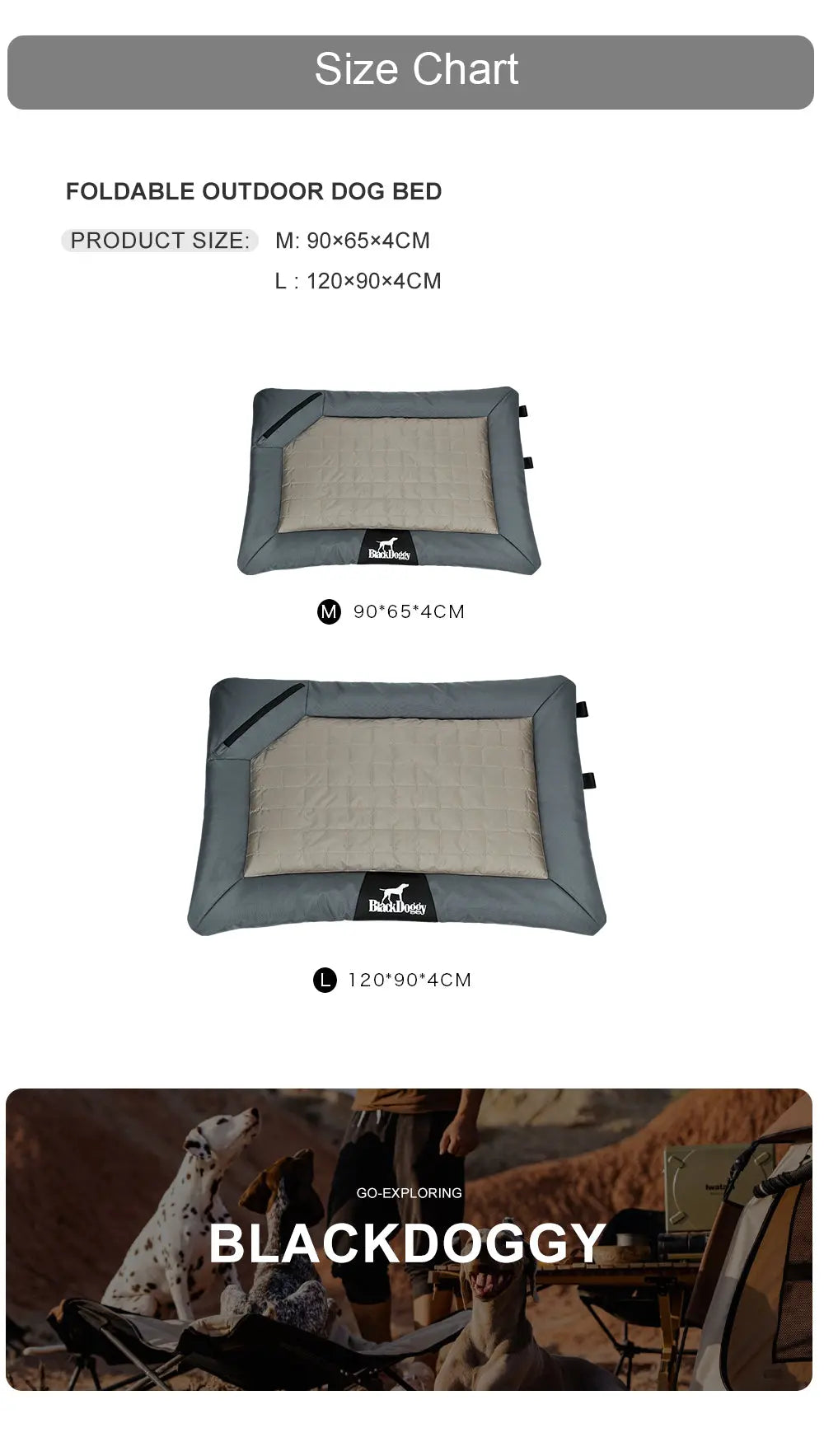 Honden campingbed - waterdicht - buiten gebruik - oprolbaar - donkerblauw - maat L - SpirePets