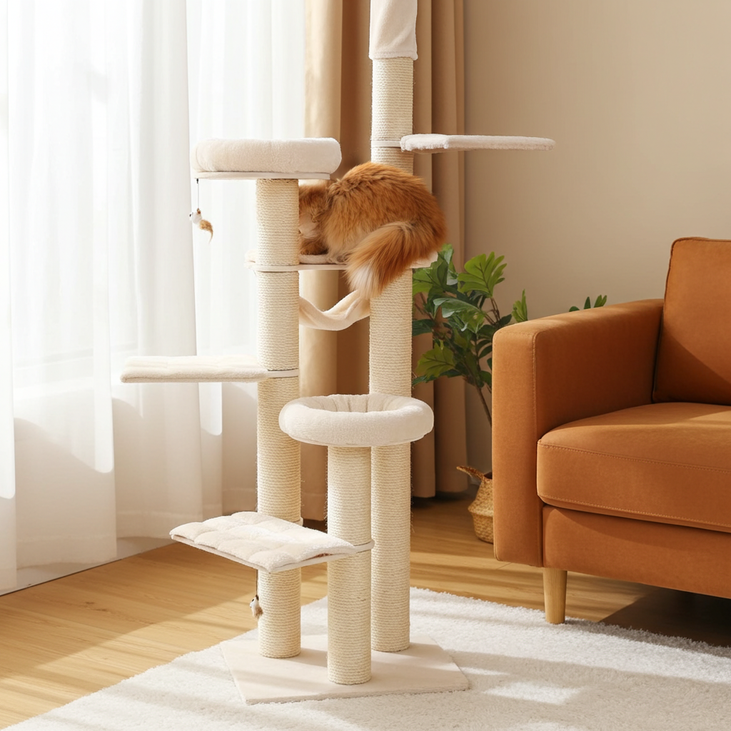 Cat scratching post - beige - scratching furniture - large scratching post - cat furniture