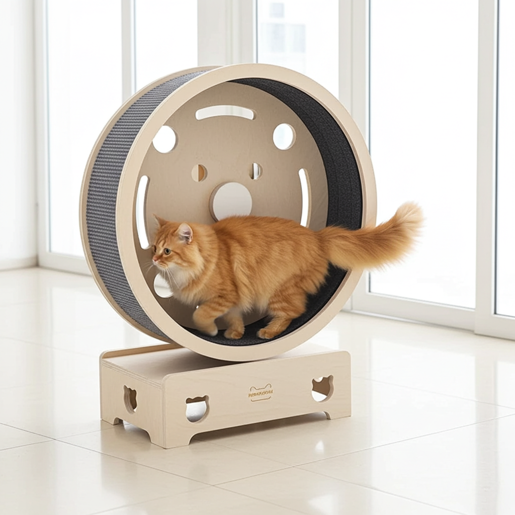 Cat exercise wheel - exercise wheel for cats - cat wheel solid birch wood - medium size