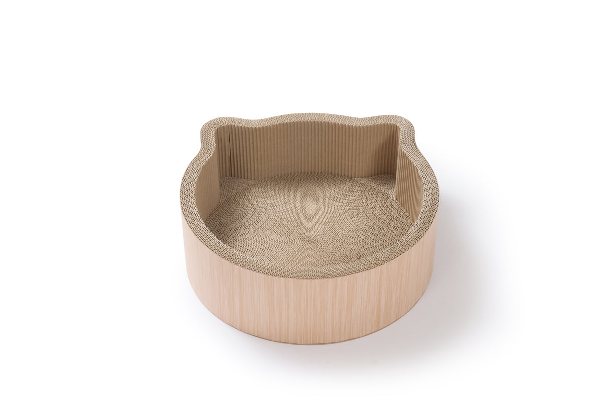 Katten krabmand in de vorm van een kattenkop