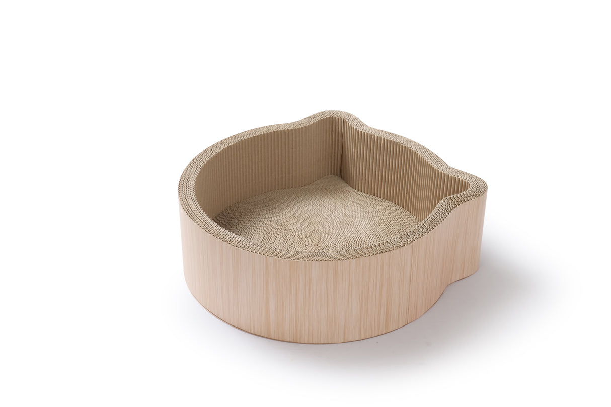 Katten krabmand in de vorm van een kattenkop