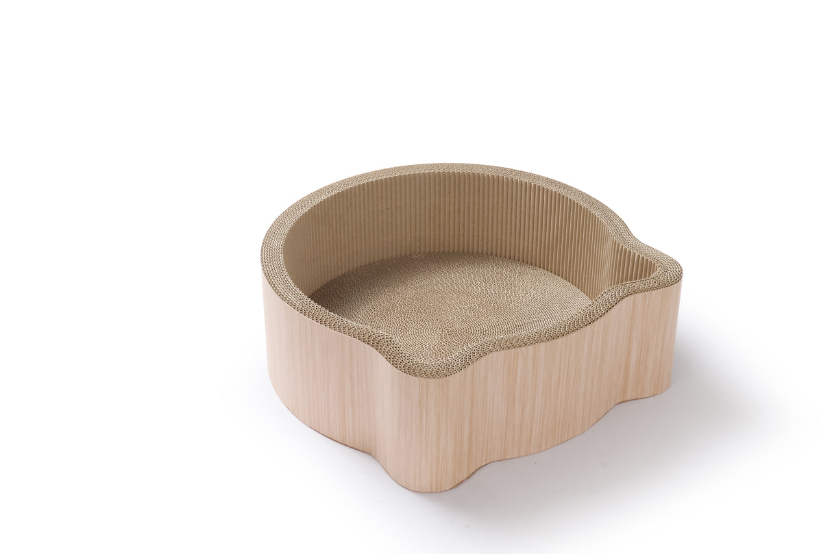 Cat scratching basket in the shape of a cat's head - Sturdy corrugated cardboard 45x45x15 cm