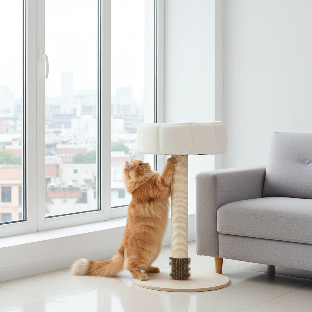 Compacte krabpaal met mand - kattenmeubel