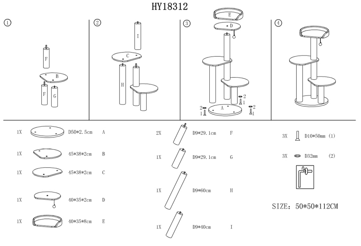 Tommy Krabpaal katten - 3 niveaus en pluche bed