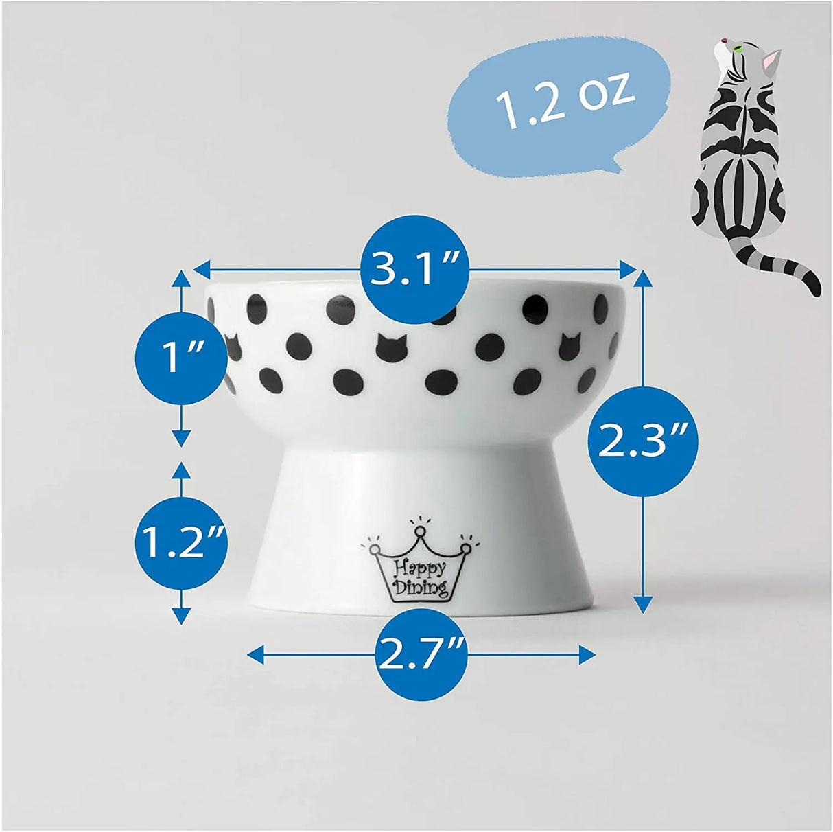 Necoichi dienblad inclusief twee voerbakjes voor katten