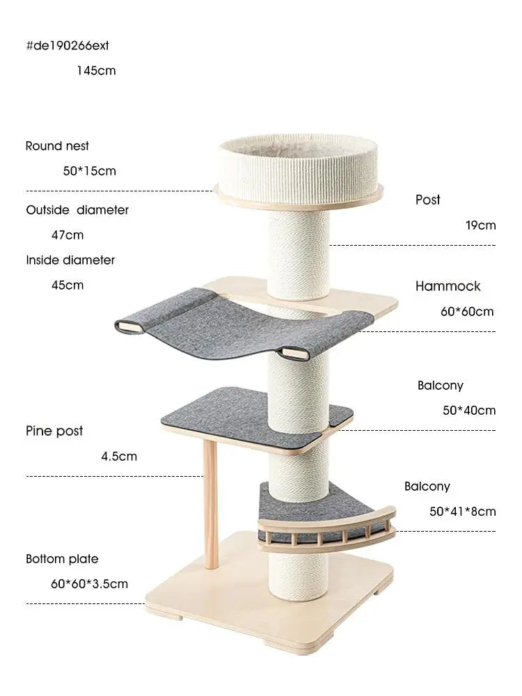 Cat tree - scratching post - cat tower with cat basket