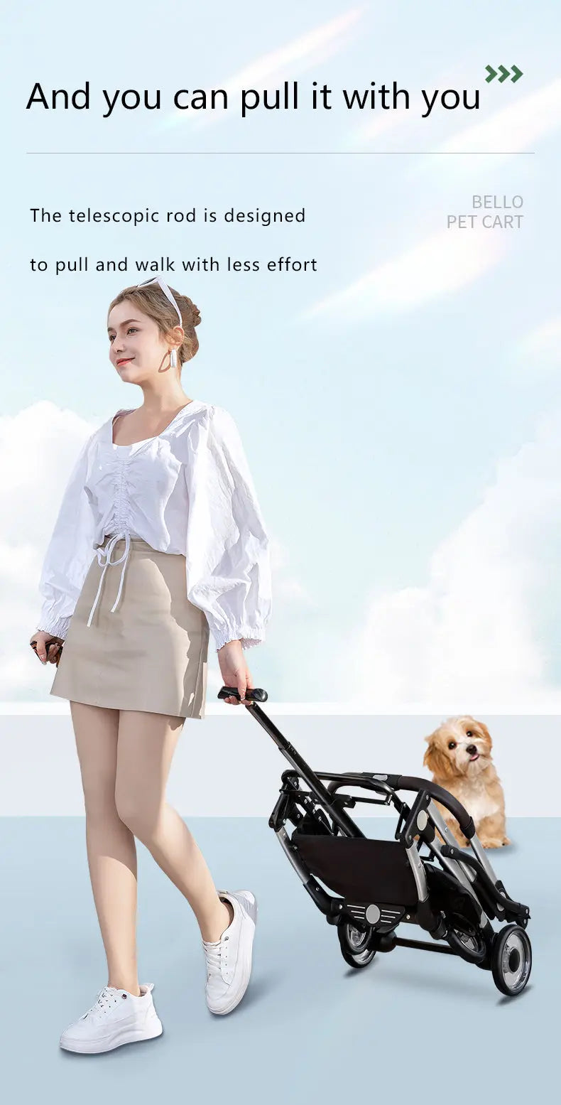 BELLO Wandelwagen voor huisdieren - voor honden en katten - 3 in 1 - inklapbaar - SpirePets