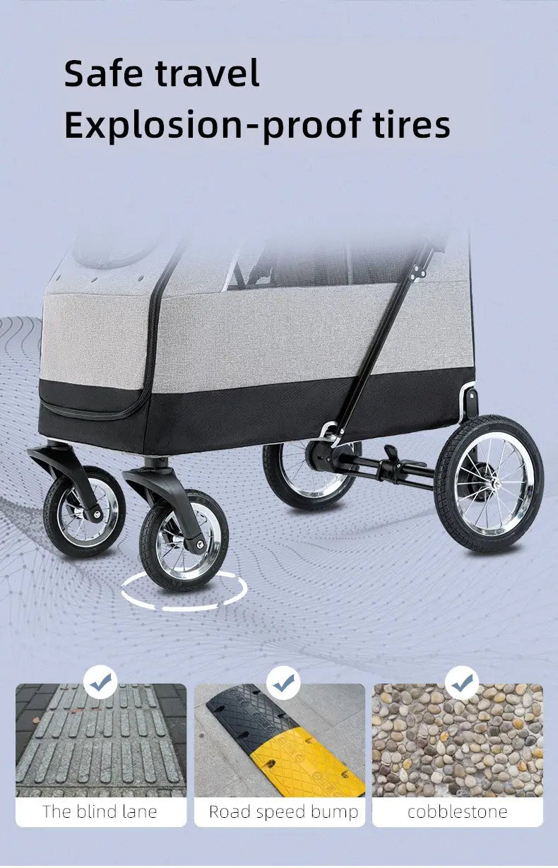 BELLO Wandelwagen voor honden - tot 2 of 3 honden mogelijk - 4-wielen - Inklapbaar - SpirePets