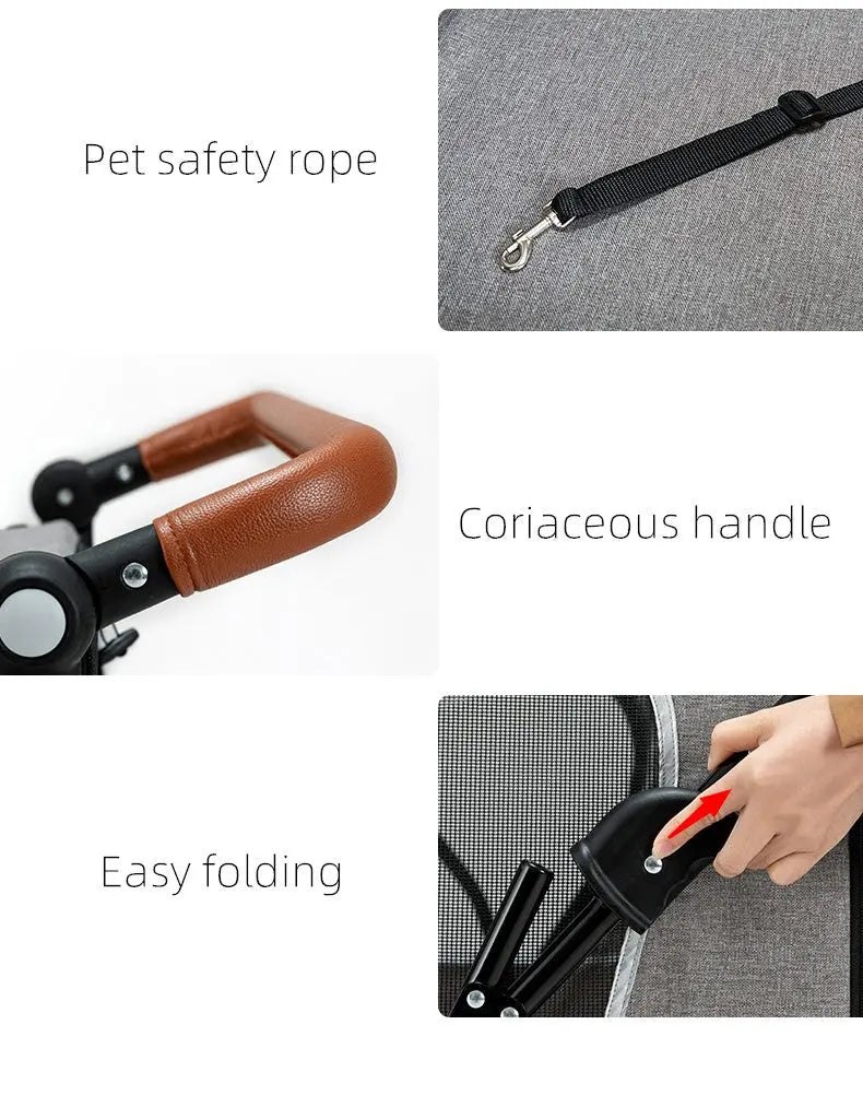 BELLO Wandelwagen voor honden - tot 2 of 3 honden mogelijk - 4-wielen - Inklapbaar - SpirePets