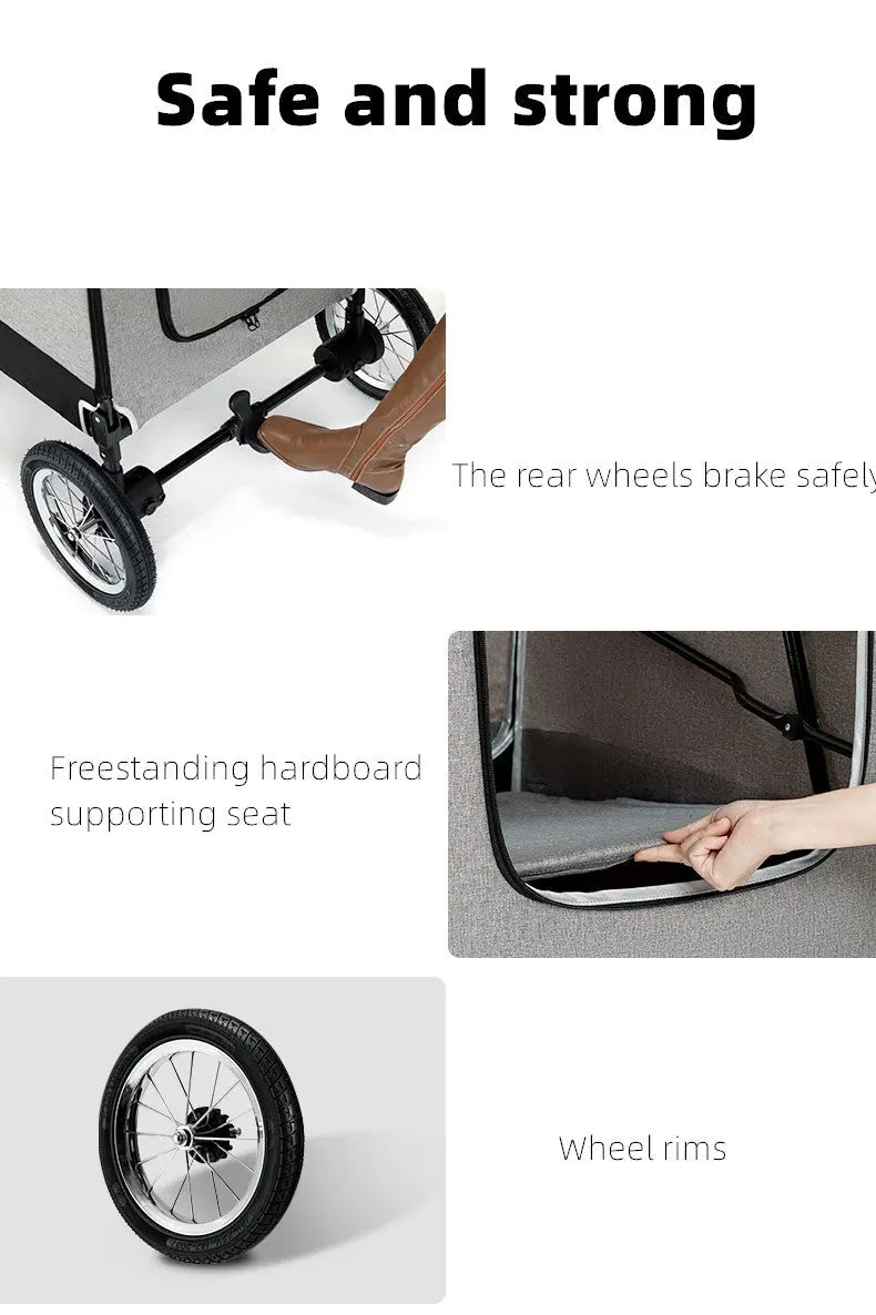 BELLO Wandelwagen voor honden - tot 2 of 3 honden mogelijk - 4-wielen - Inklapbaar - SpirePets