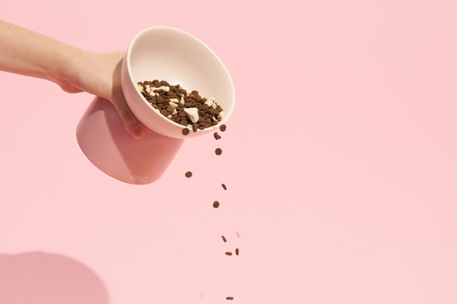 Cat food bowl - ceramic - raised design - olive green