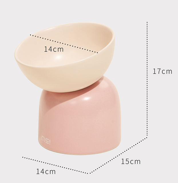 Cat food bowl - ceramic - raised design - olive green