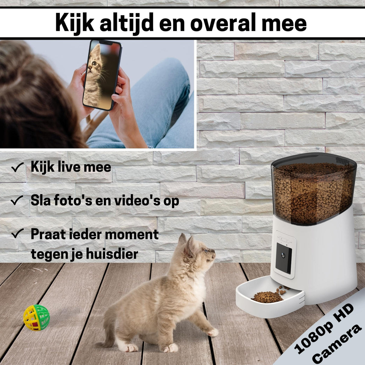 Voerautomaat Camera en Audio Inclusief SD-Kaart - Automatische Voerbak Wit - SpirePets