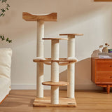 Massief houten kattenklimrek - groot platform - krabpaal - kattenmand - SpirePets