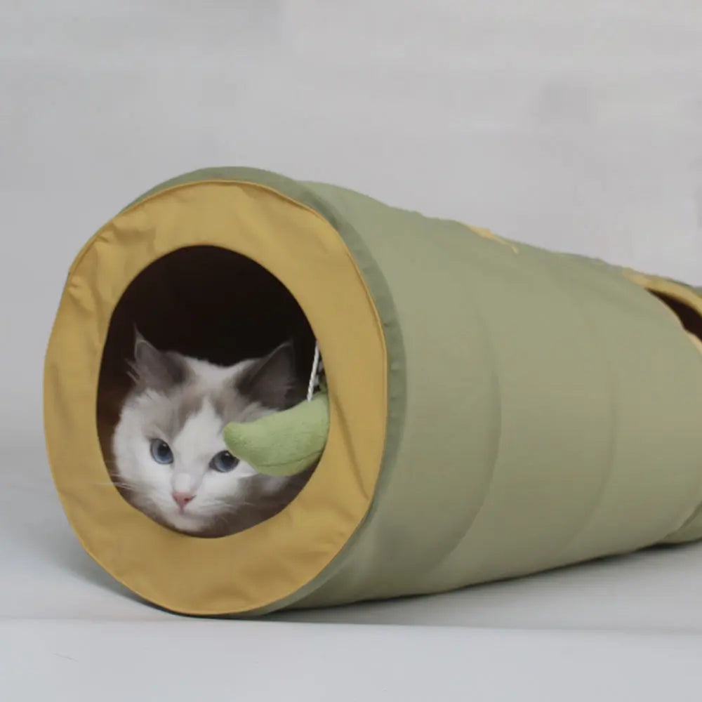 Kattenspeelgoed - speeltunnel met meerdere gaten - voor katten < 10kg - legergroen - SpirePets