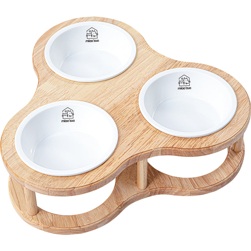 Gamelle double pour chat ou chien - 2 gamelles en céramique avec support