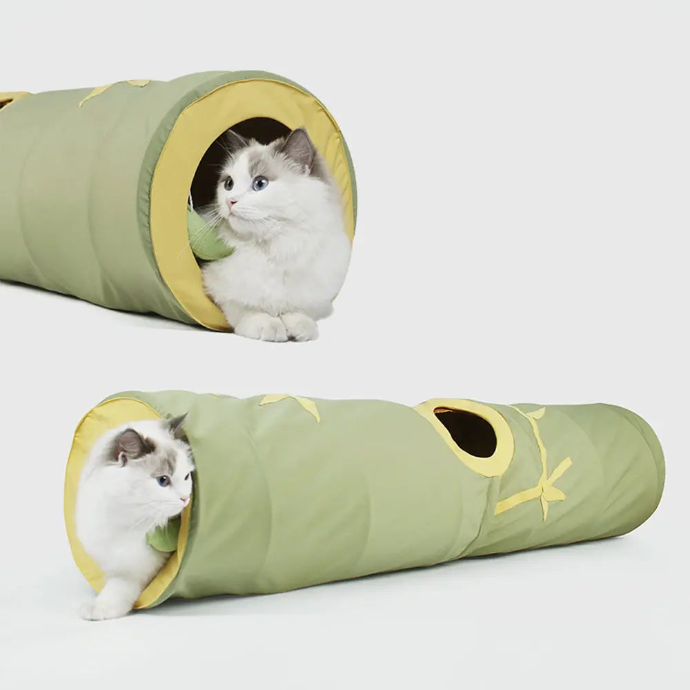 Kattenspeelgoed - speeltunnel met meerdere gaten - voor katten < 10kg - legergroen - SpirePets