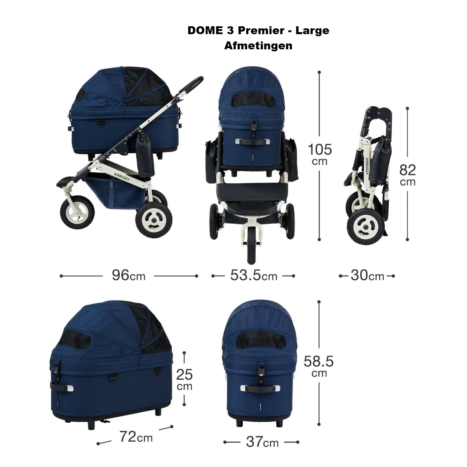 AirBuggy DOME 3 Premier Set - Marineblauw voor Comfort - SpirePets.nl