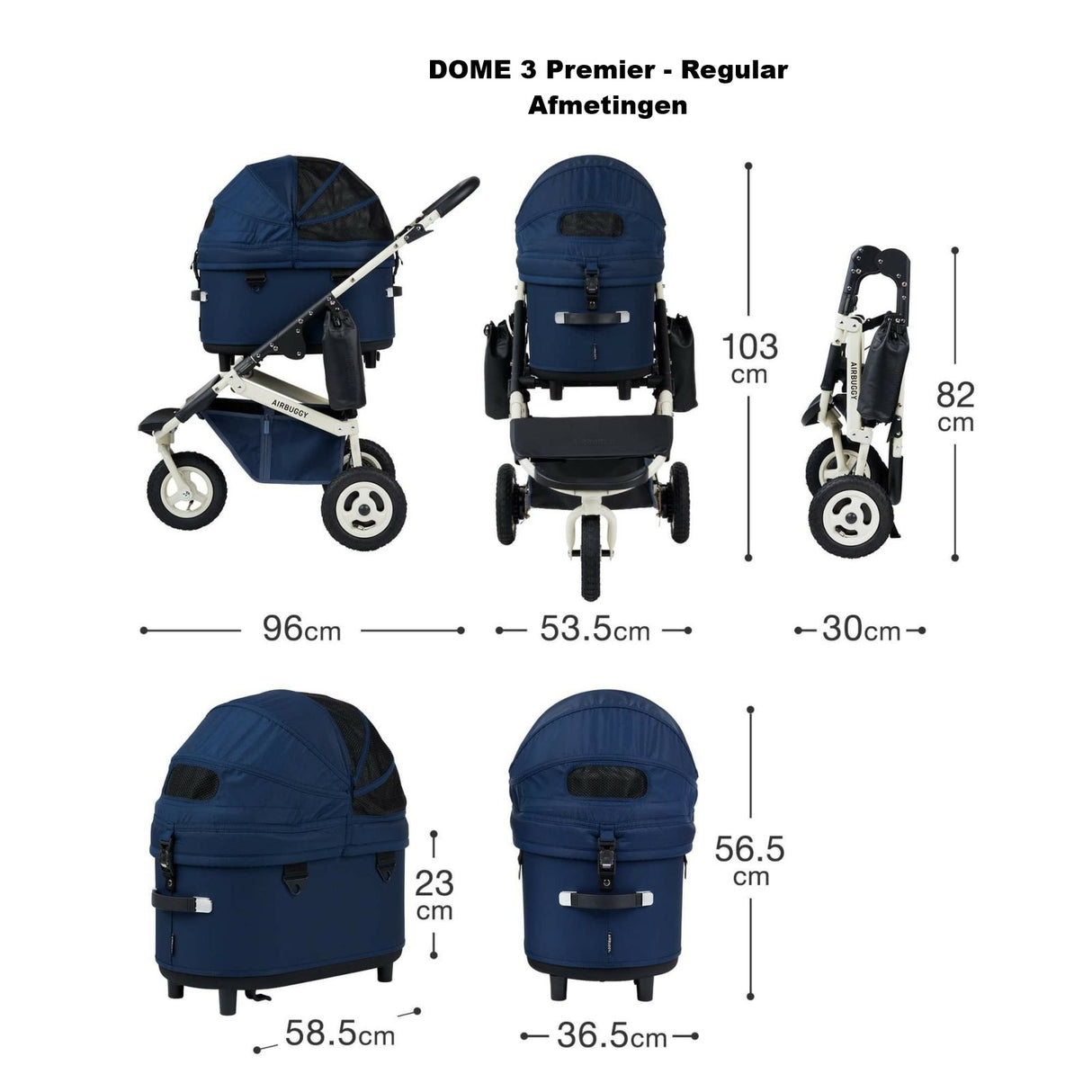 AirBuggy Dome 3 Premier Set Large Bleu Marine – Confort luxueux pour votre animal