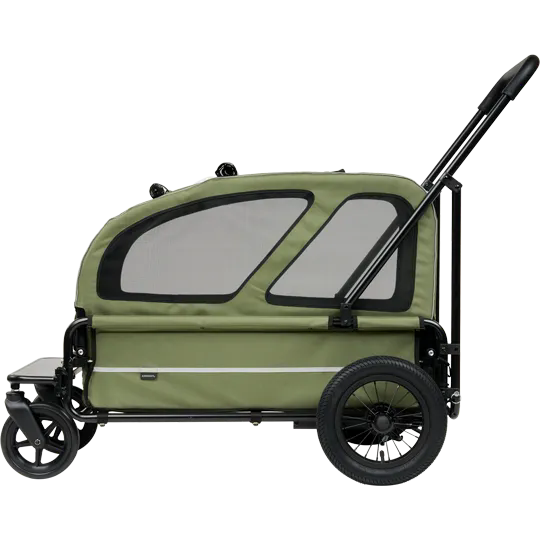 AirBuggy Carriage Set Moss Green – De Ultieme Luxe Hondenbuggy