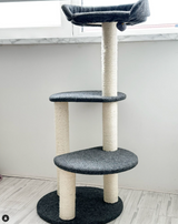 Krabpaal katten- grijs - 5 sisal krab kolommen - 3 niveaus en pluche bed