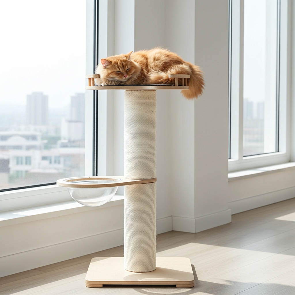 Kattenboom - Krabpaal met kattenmand en lounge schaal