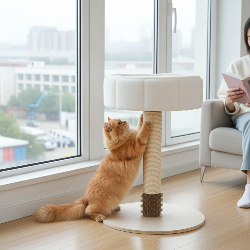 Compacte krabpaal met mand - kattenmeubel