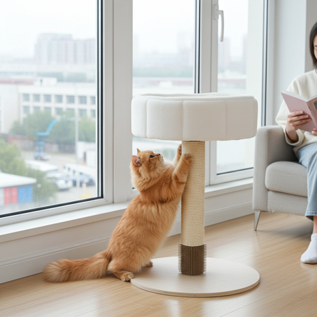 Compacte krabpaal met mand - kattenmeubel