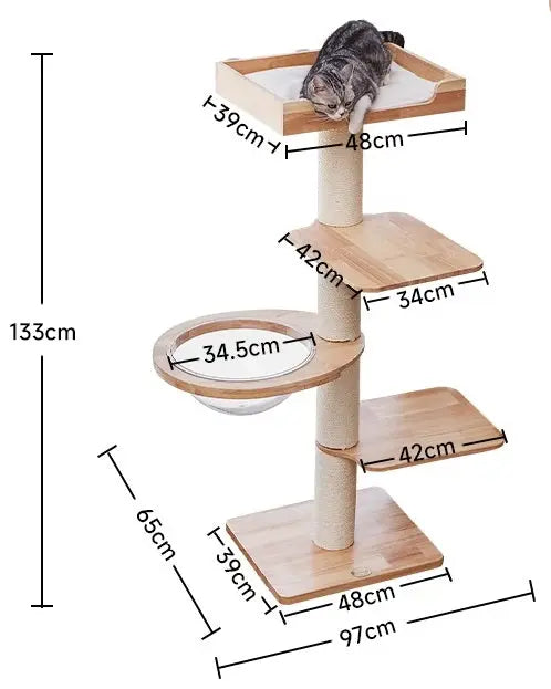 Kattenmeubel met krabpaal - hangmat en kattenmand - 4 niveaus SpirePets