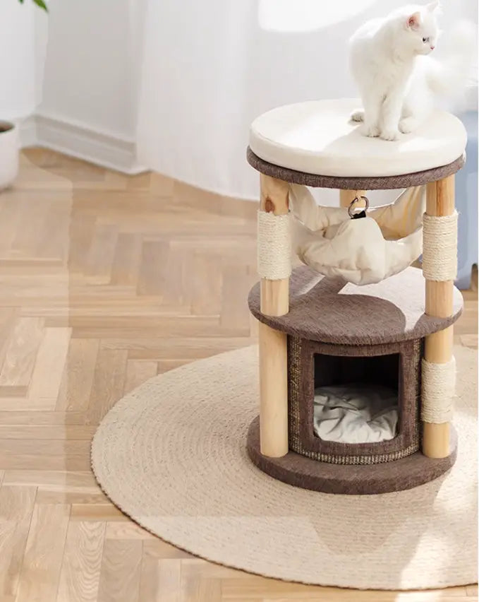 Massief houten kattennest - kattenmand - krabpaal - rustplek - hangmat SpirePets