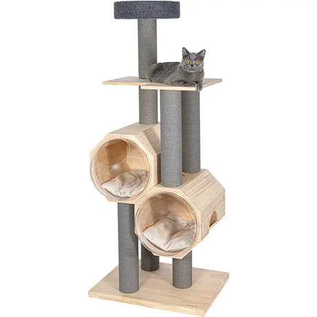 Luxe kattenboom - krabpaal - 2 slaapplekken - inclusief kattenmand - SpirePets