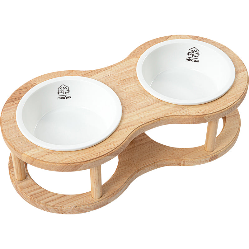 Gamelle double pour chat ou chien - 2 gamelles en céramique avec support