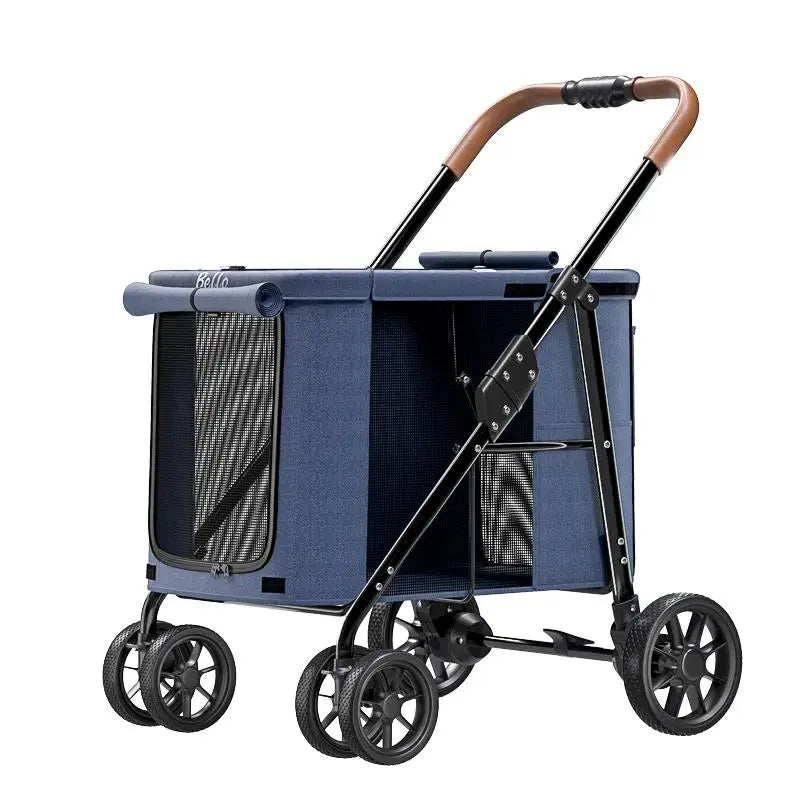 Bello wandelwagen voor honden - 4-wielen - blauw - max. laadgewicht: 30 kg - SpirePets