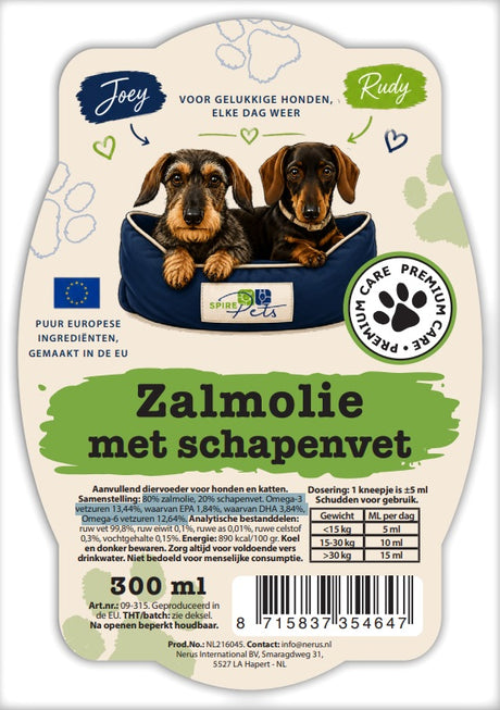 Joey & Rudy Noorse Zalmolie & Schapenvet Duo 300 ml – Voor Hond en Kat