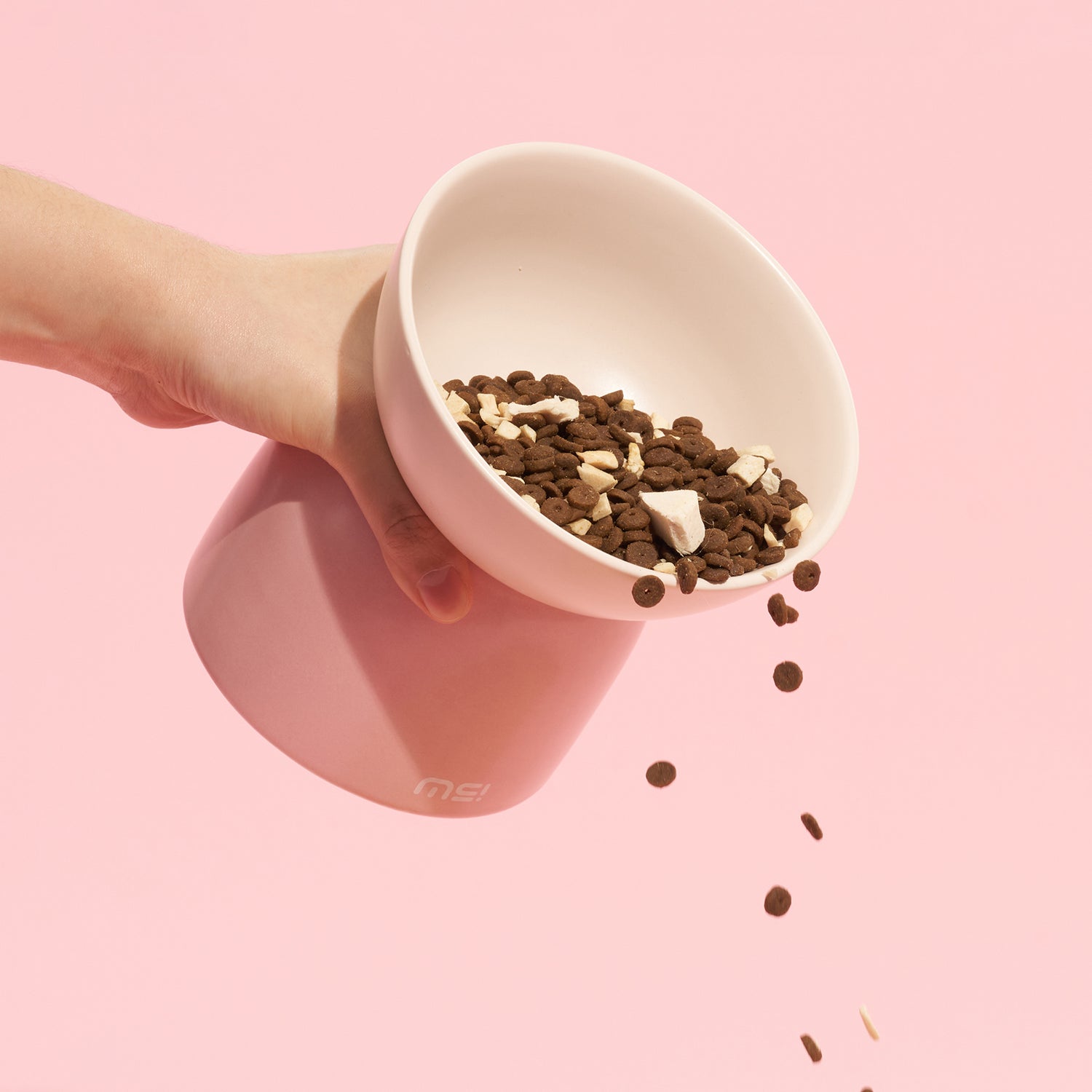 Cat food bowl - ceramic - raised design - olive green