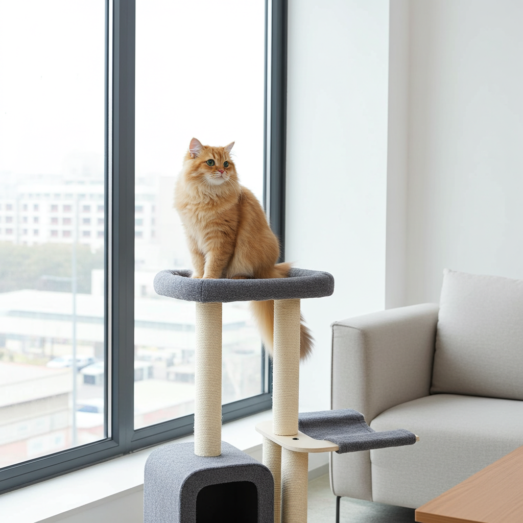 Cat scratching post - climbing tree - grey - 4 levels