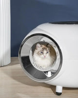 XXL grote kattenbak met geurvrij systeem - moderne ronde kattenbak - verborgen kattentoilet voor grote katten - purrfect basin - SpirePets