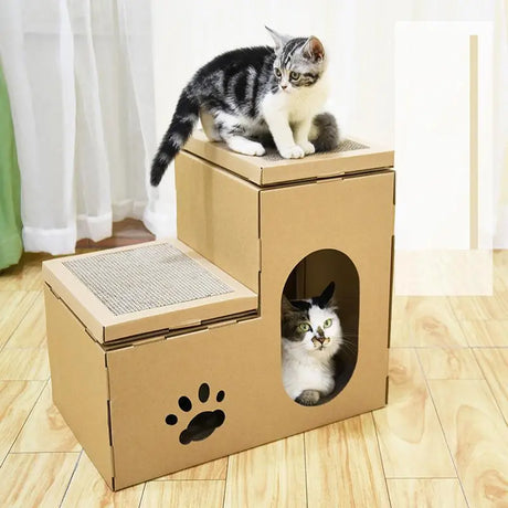 Kattenhuis speelhuis voor poezen en katten - ook bruikbaar als kattenbak - SpirePets