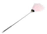Kattenhengel met roze struisvogel verenbos | lengte 500mm | katten hengel | katten | kattenspeeltje - SpirePets