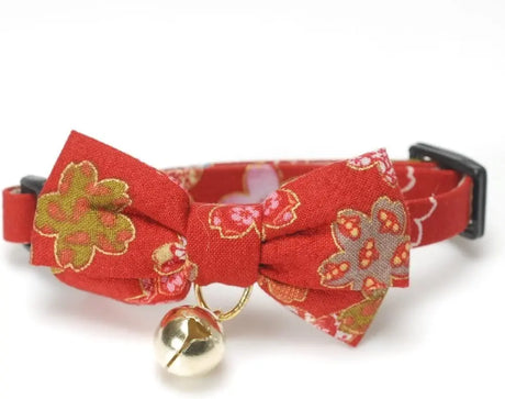 Necoichi kattenhalsband kimono strik | Rood | Verstelbaar van 25-36cm | Kattenhalsband | Halsbandje - SpirePets